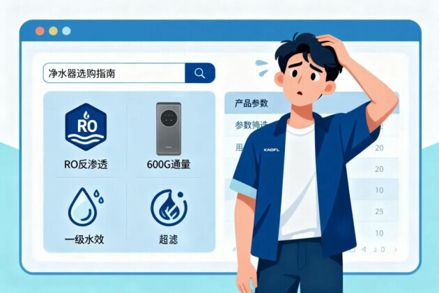 凯菲勒净水器：选净水器不用懂术语！认准 3 个核心参数，避开 90% 选购坑